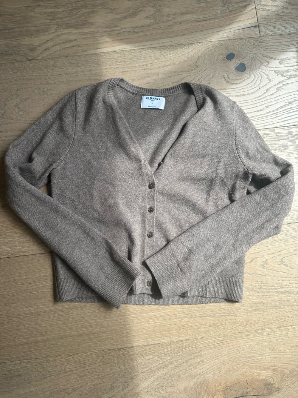 Old Navy Button Down Crew Neck Cardigan Light Brown S
